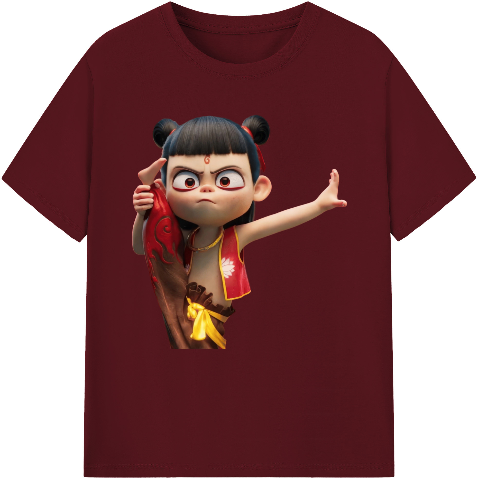 （画像用） Ne Zha 2 ナタ 魔童の大暴れ 綿100％半袖Tシャツ（フロントプリント）
